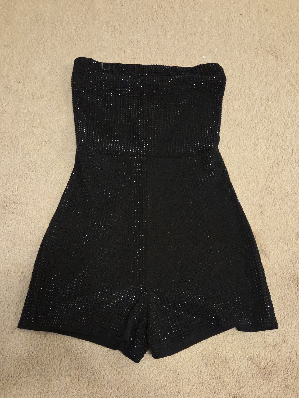 Windsor Black Sequin Strapless Romper